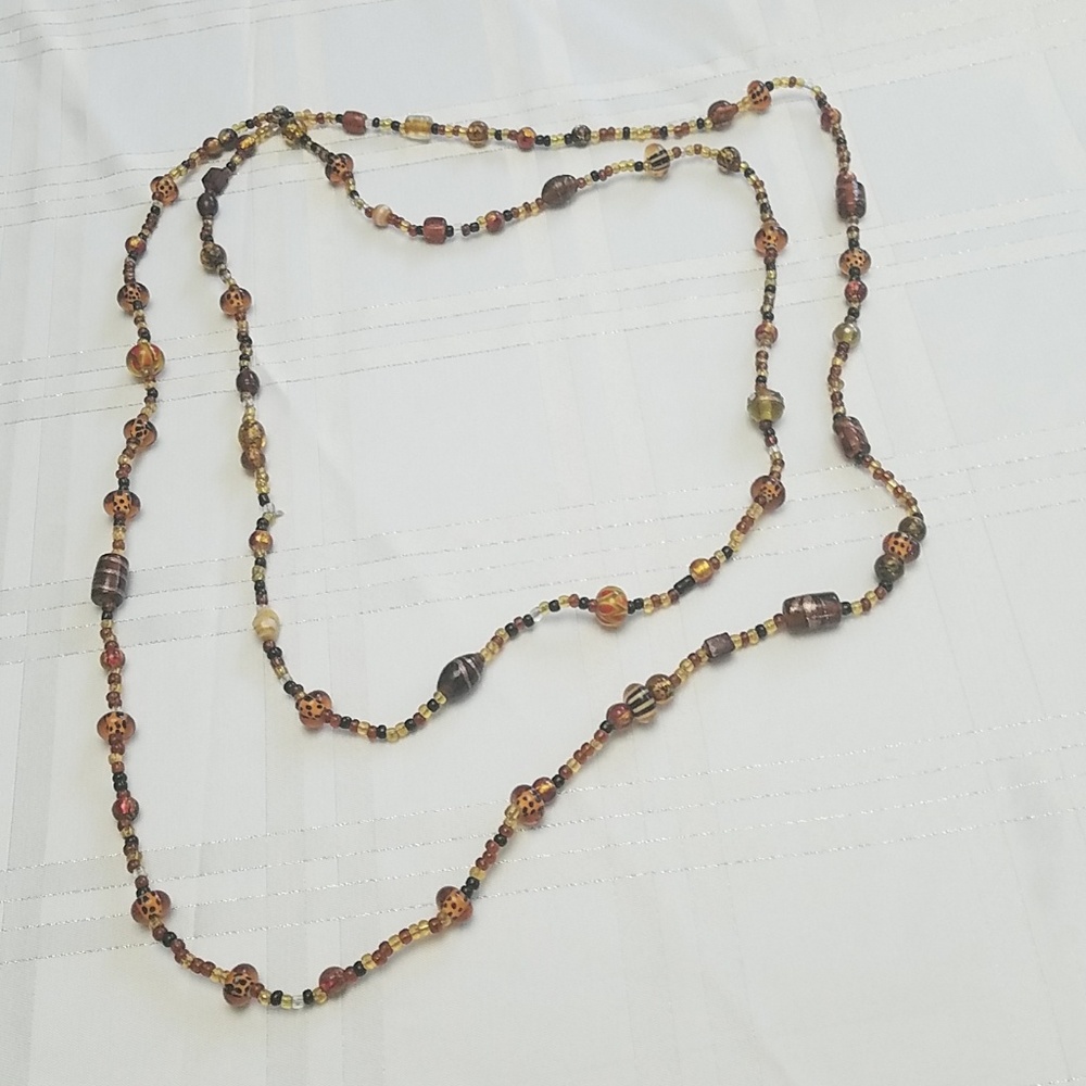 Faux tortise shell beads necklace